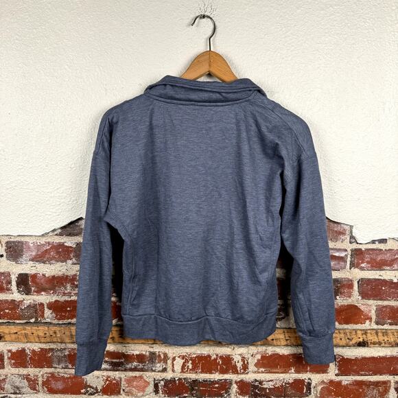 Freely Sweatshirt Sz XS Blue Fleece 1/4 Zip Pullover Funnel Neck Pocket Athletic - Picture 7 of 7